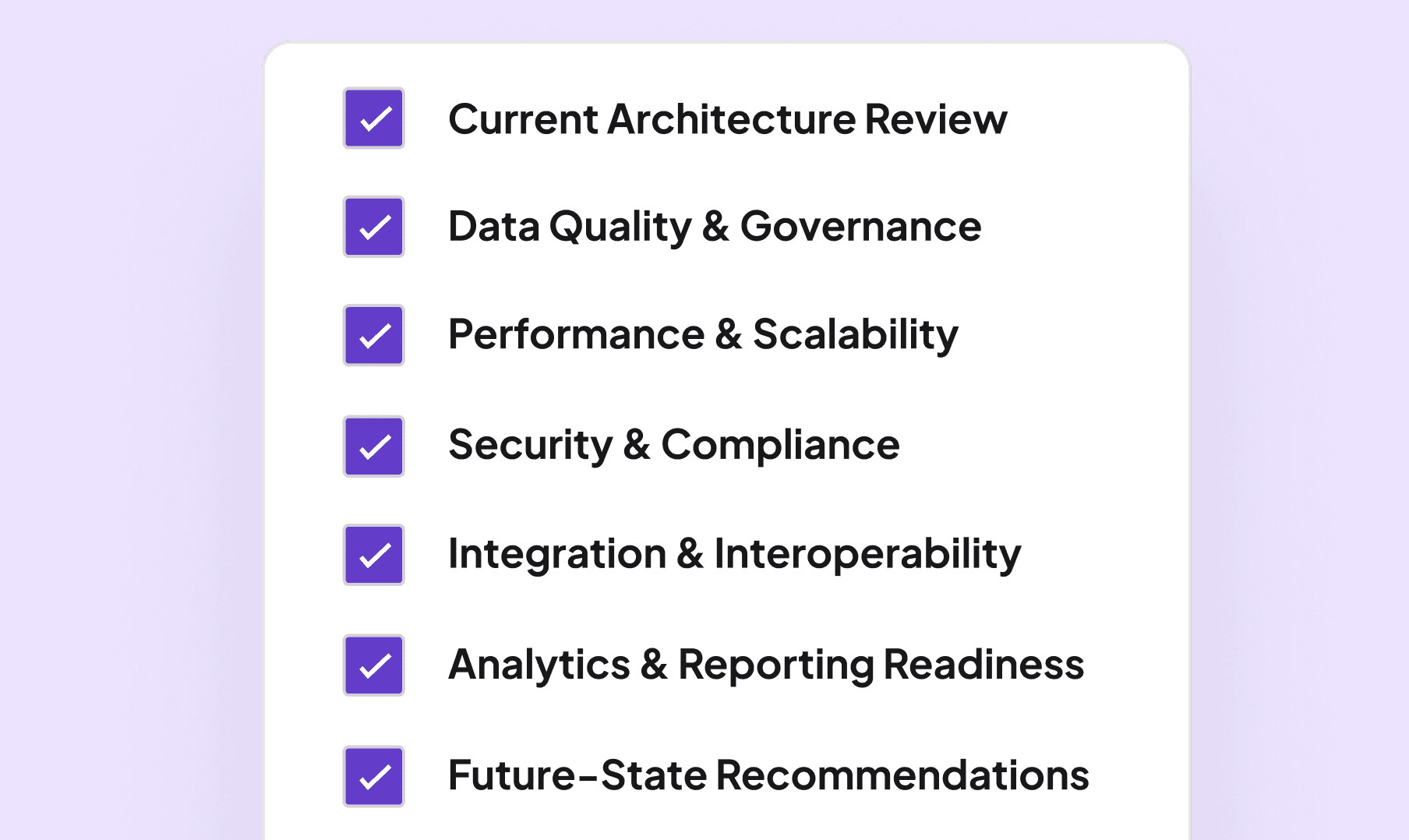 Data platform assessment checklist