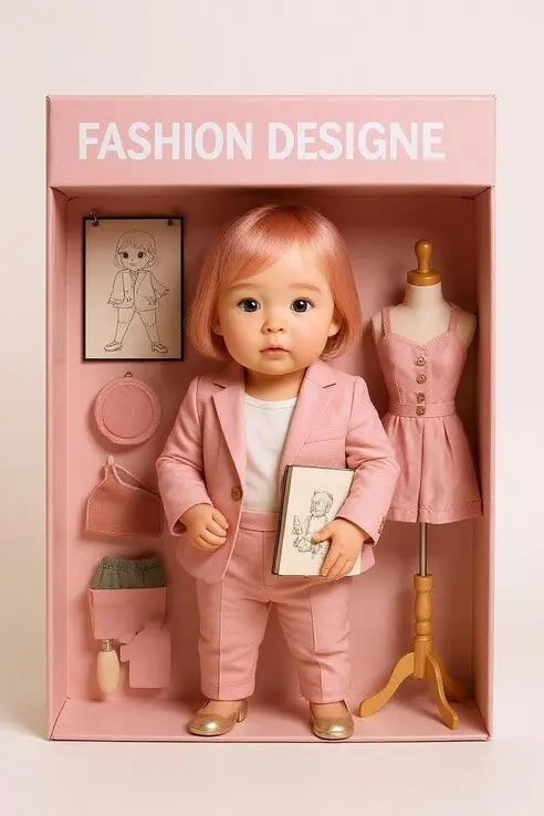 blythe doll ai generator fashion doll with sketchbook and heels.