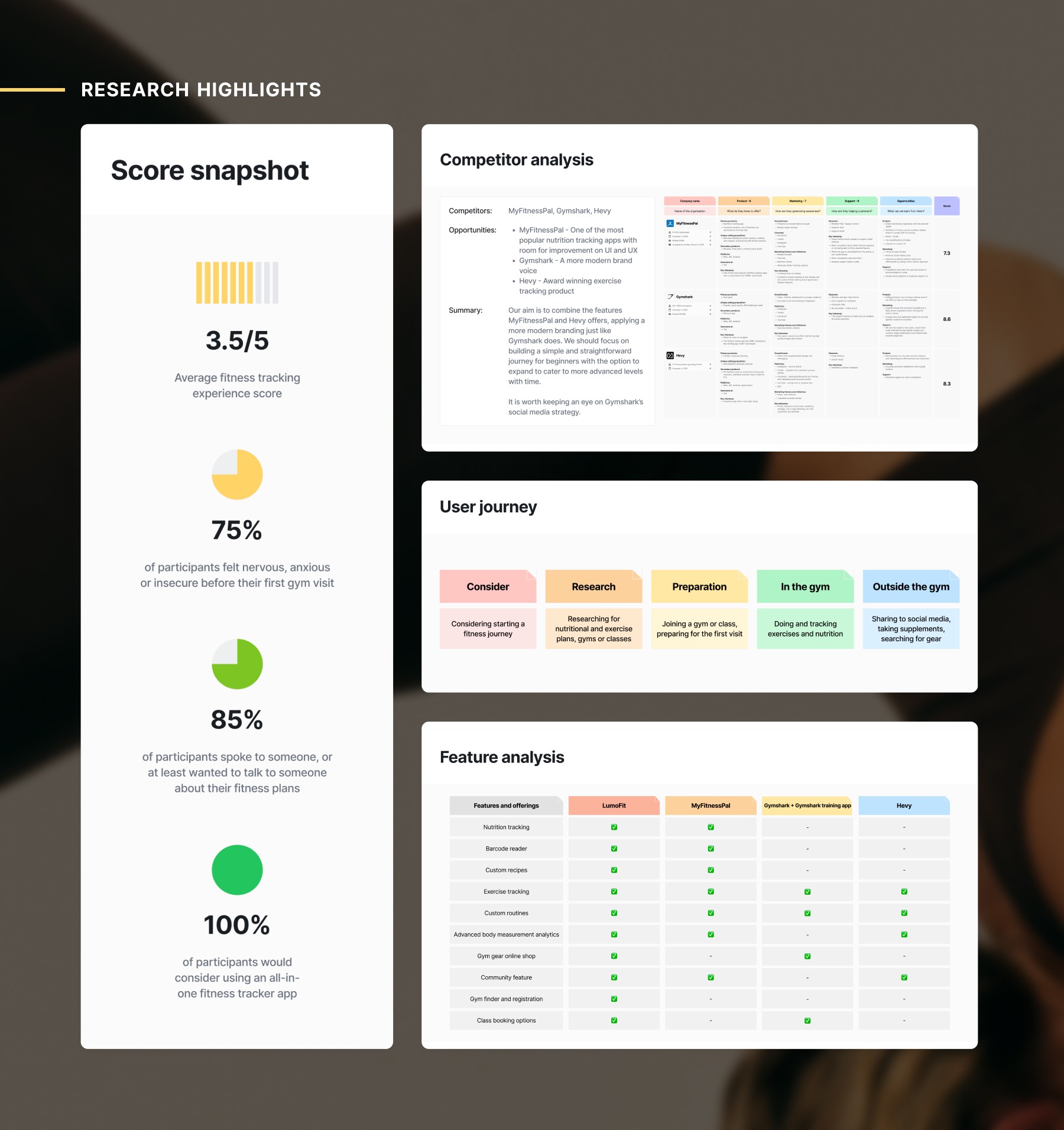 Lumofit Fitness App UX Design Research Highlights