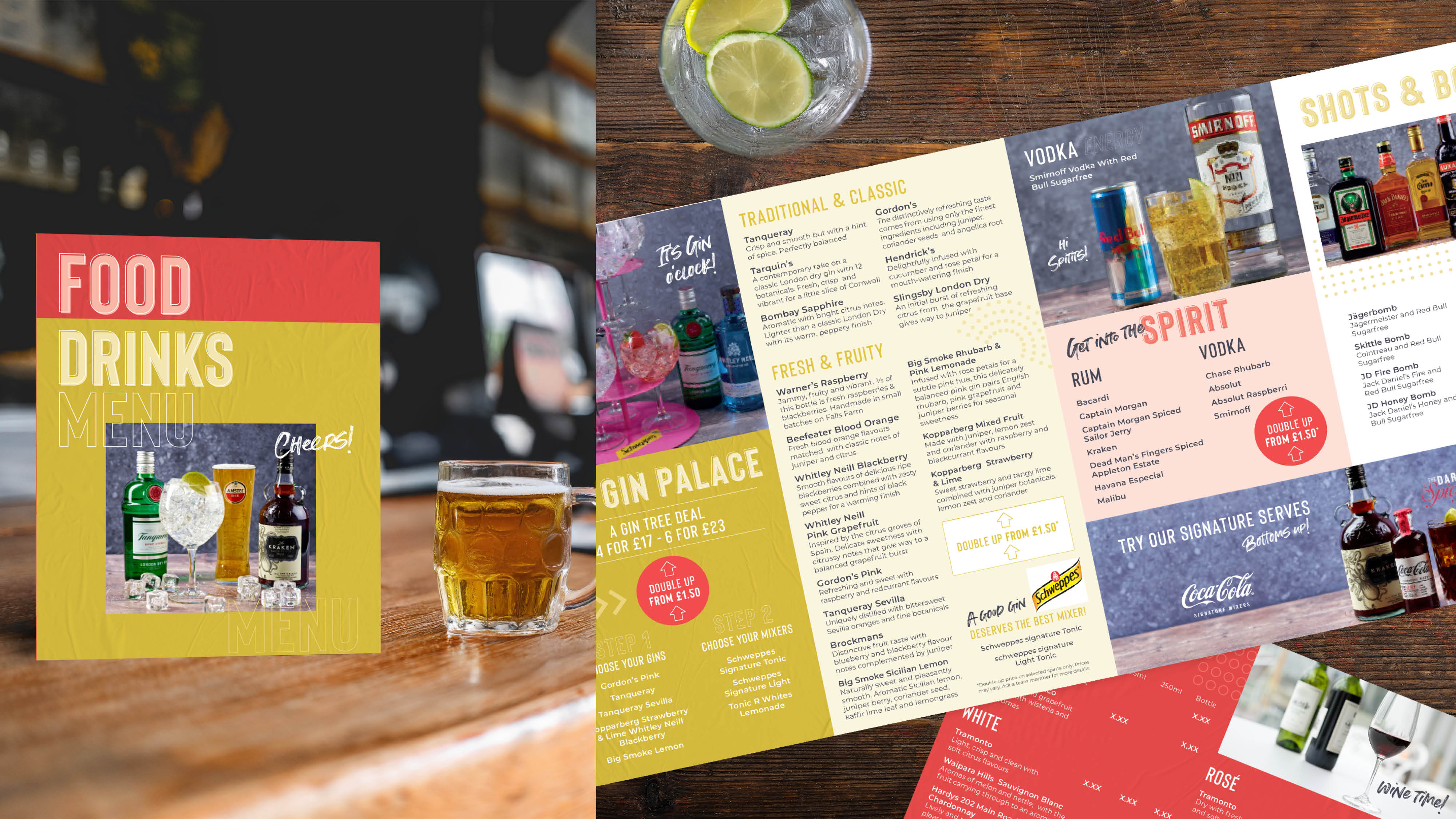 Menu scattered on table