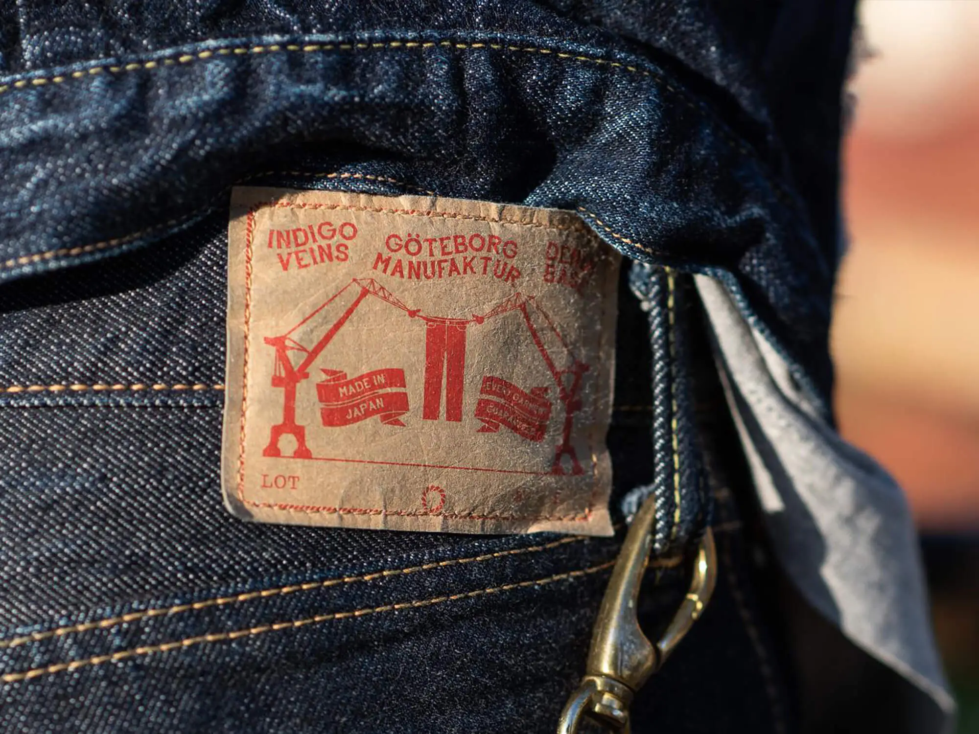 Close-up of the GBG001 jeans patch, featuring the illustrated design and details I created for the collaboration.