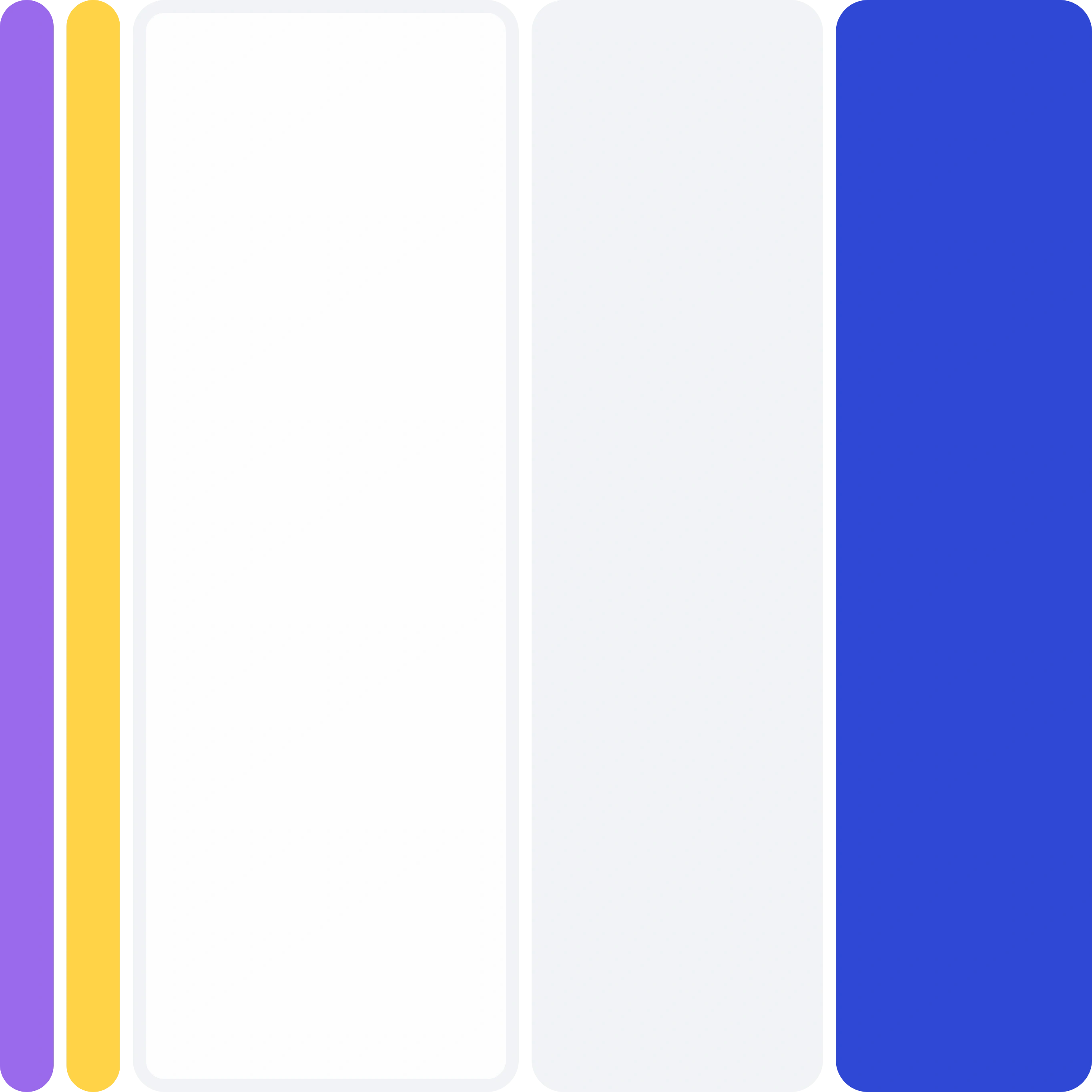 The image features four vertical columns with different colors, each separated by thin black lines. From left to right, the colors of the columns are:  Purple Yellow White Light Gray Blue The columns are arranged side by side, forming a simple, colorful design.