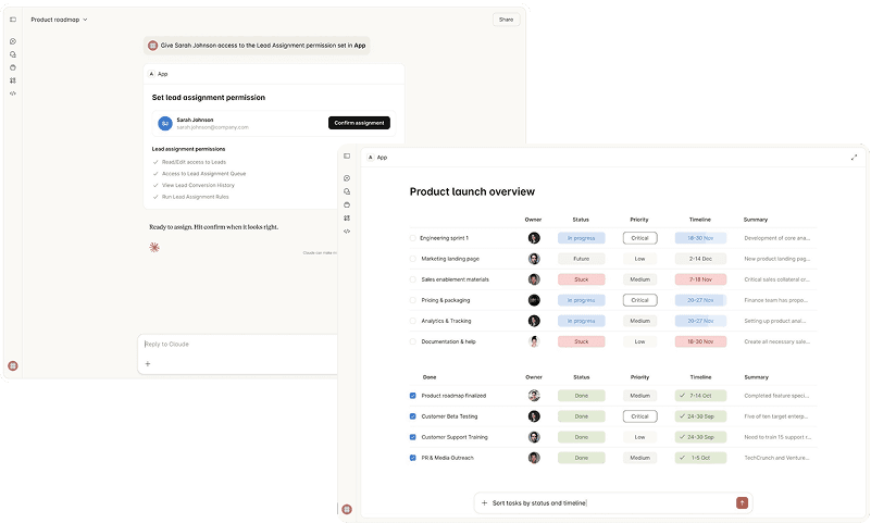 screenshot of an MCP app B2B SaaS