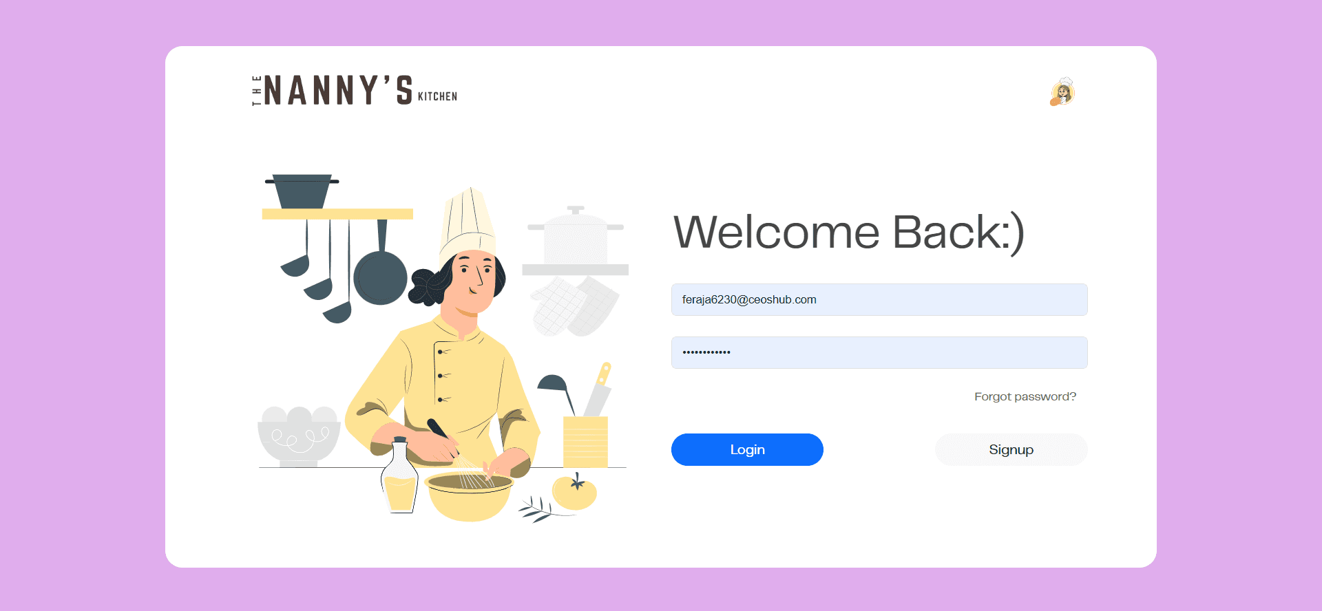 The Nanny's Kitchen Application