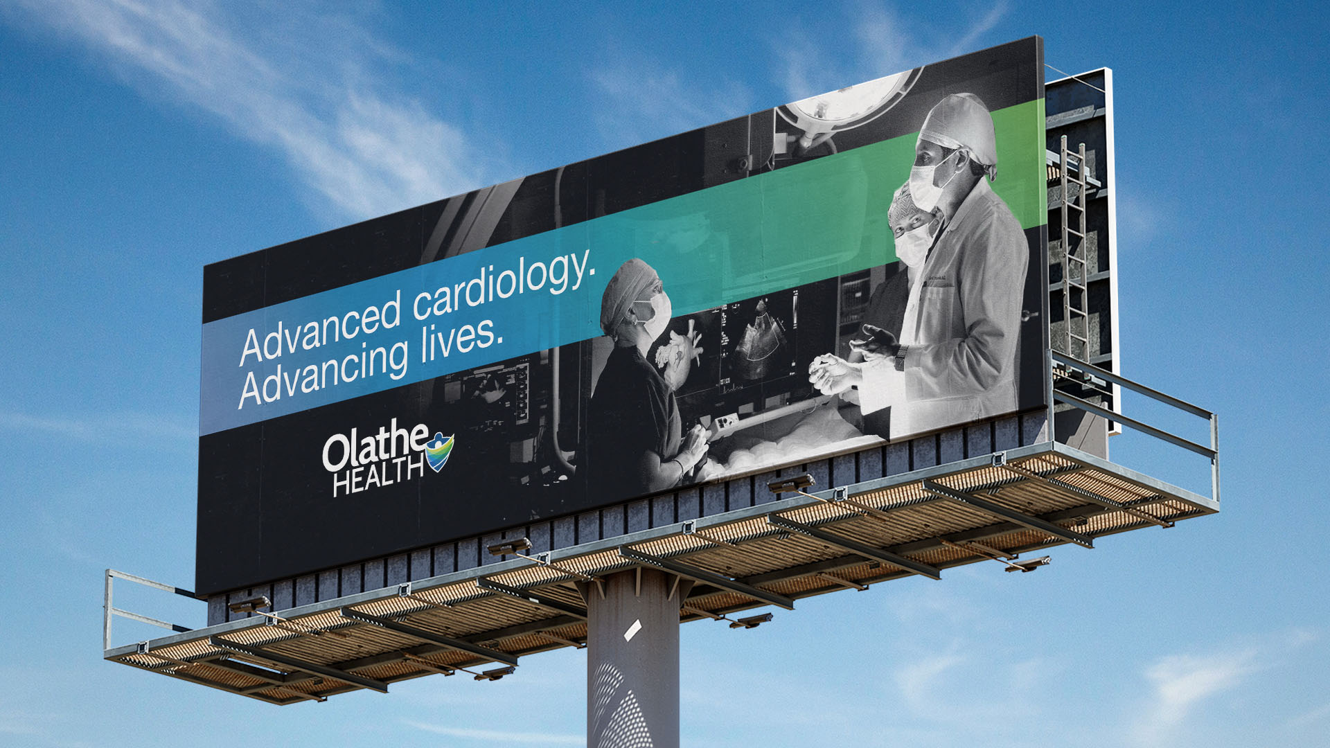 WTADS client Olathe Health campaign billboard with headline and surgeons.