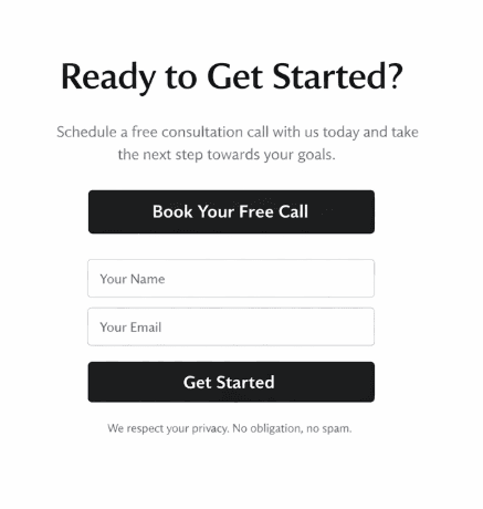 book a call page template