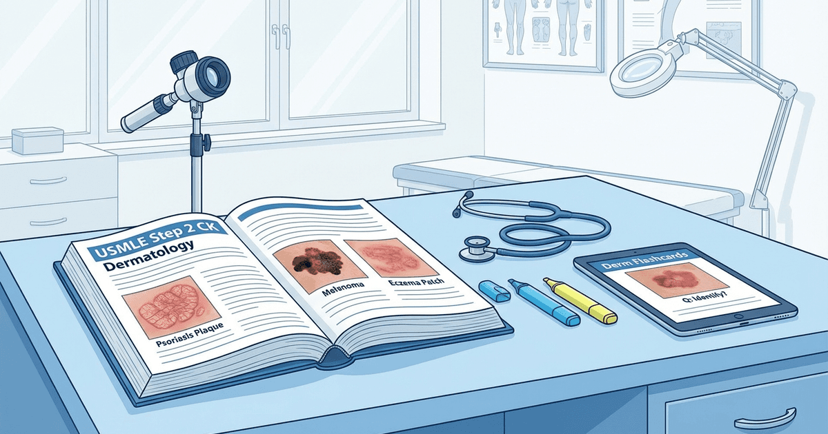 Cover: How to Study Dermatology for USMLE Step 2 CK 2026: High-Yield Topics, Classic Presentations and Exam Strategy