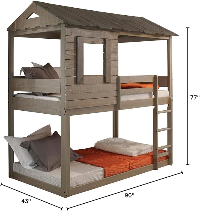 The vintage bunk bed blends modern aesthetics with practical design for any setting.