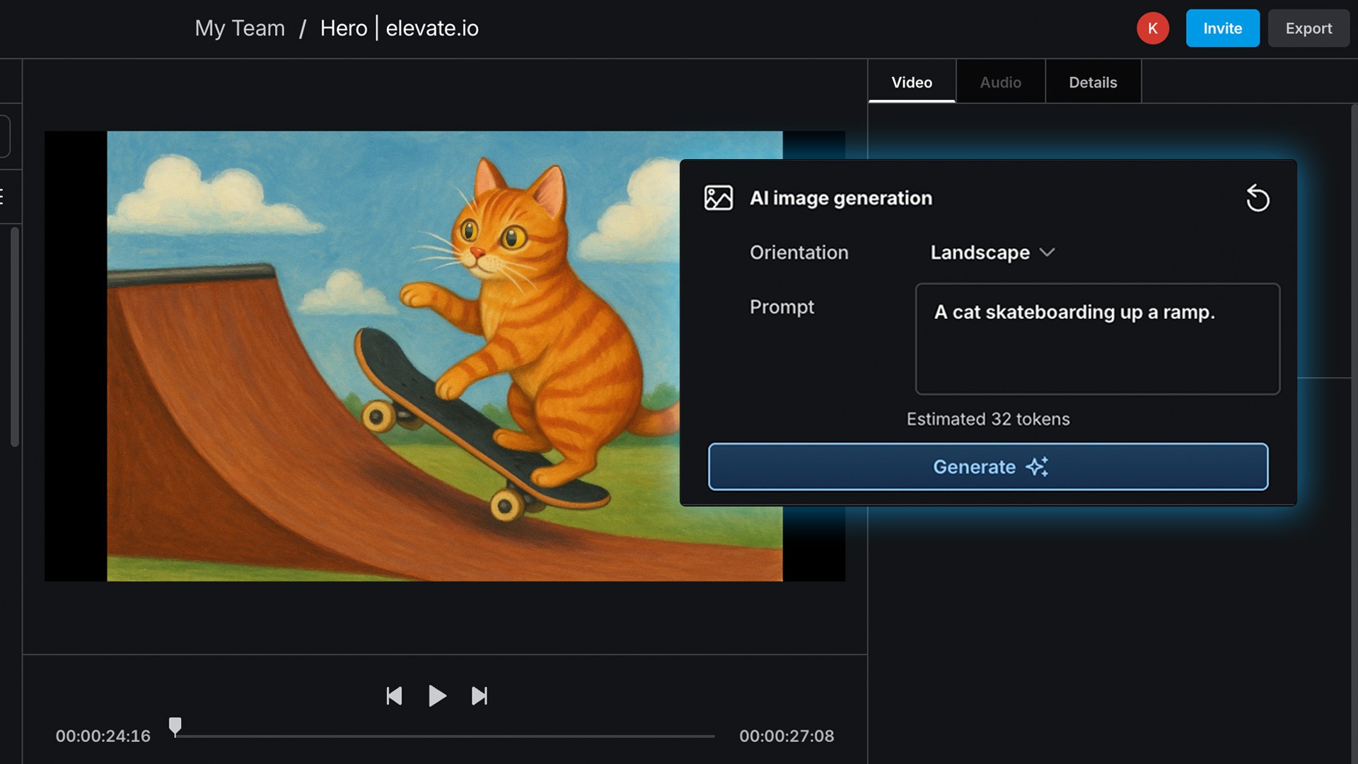 elevate.io user interface