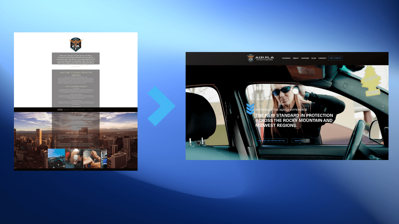 Aquila protective old homepage