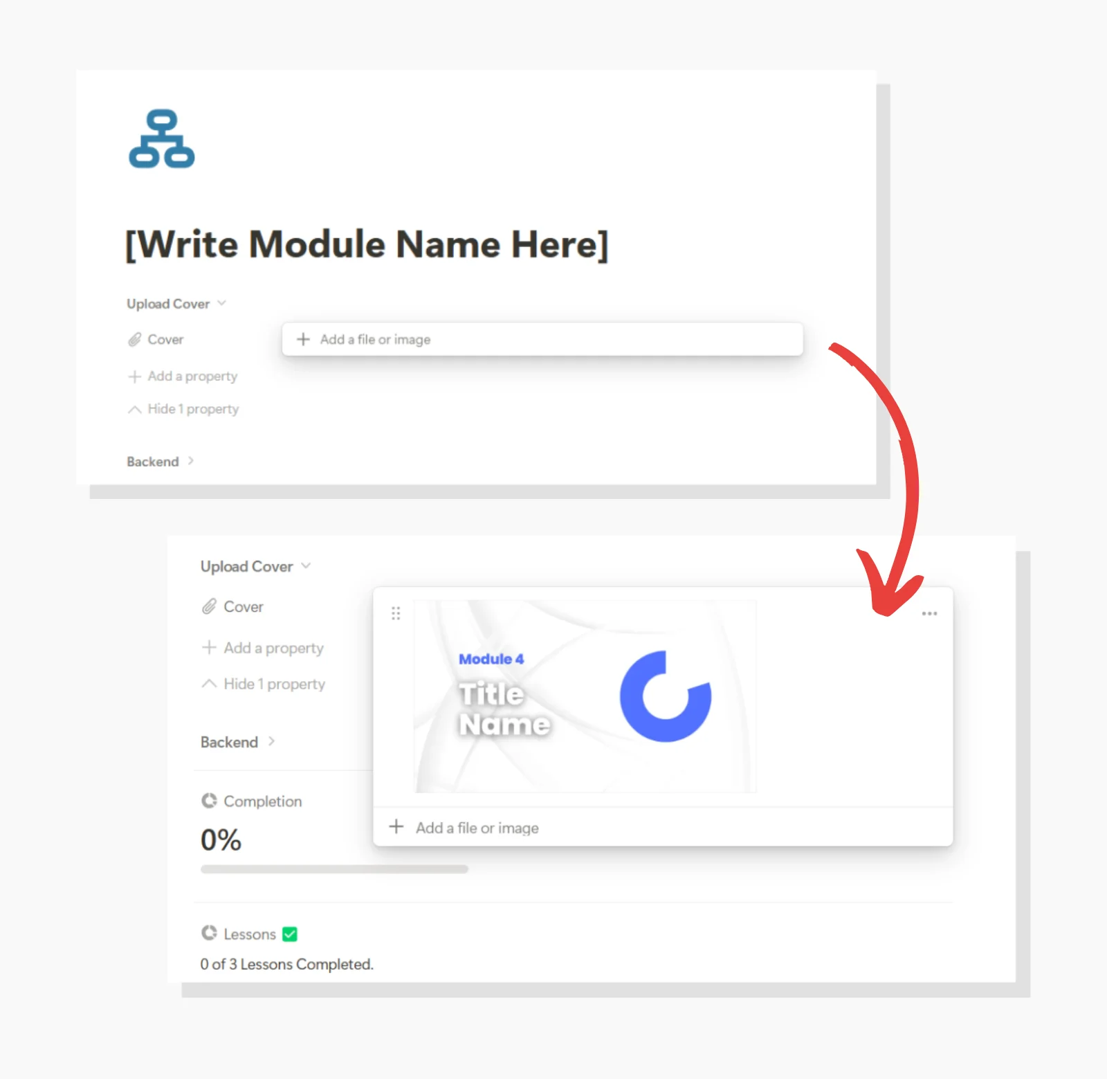 add custom cover to module Course Creator Notion Template