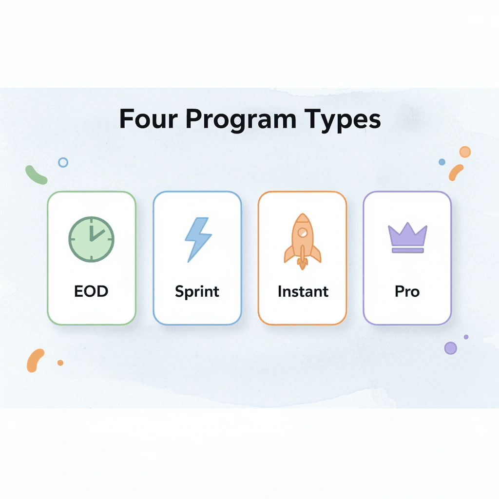 Four trading program types with icons