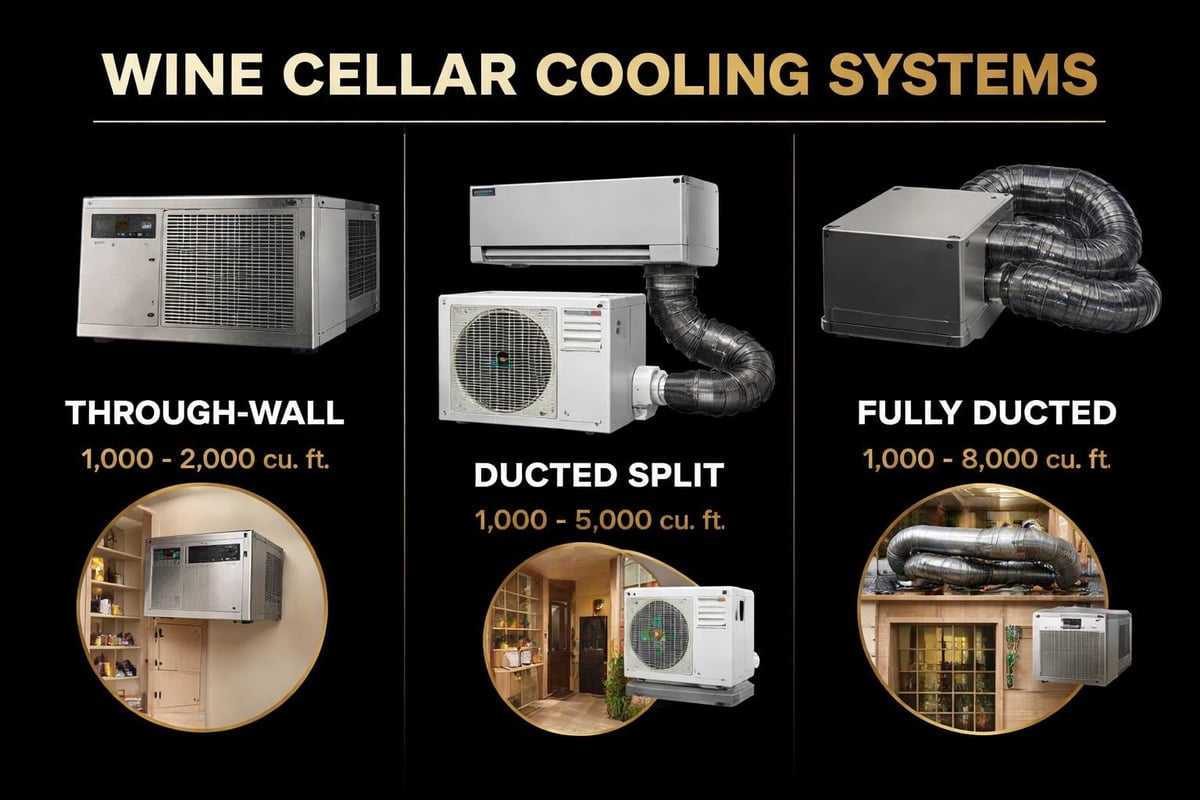 Wine cooling system configurations