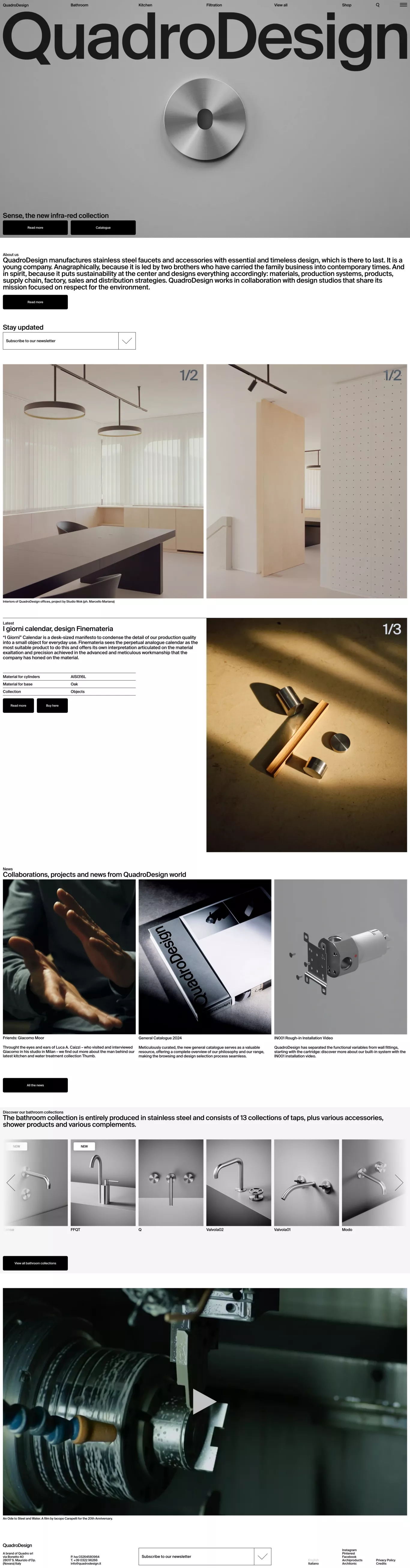 QuadroDesign: Stainless Steel Italian Fa landing page screenshot showcasing Furniture & Interiors and Ecommerce design