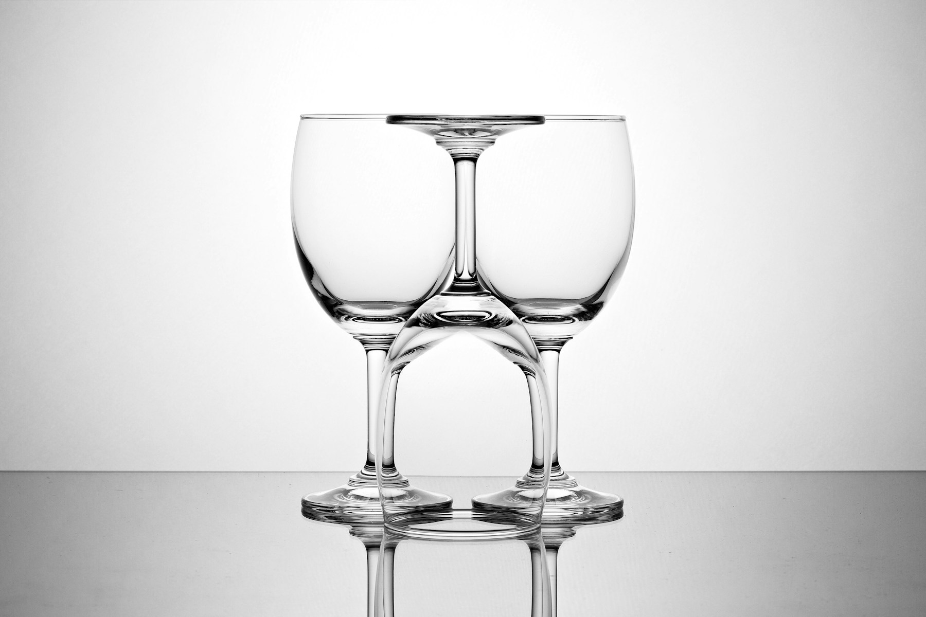 Pair of clear stemmed glasses