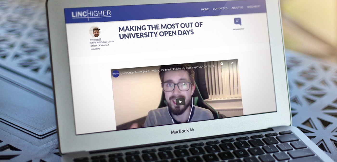 Linc Higher webinar on a laptop screen