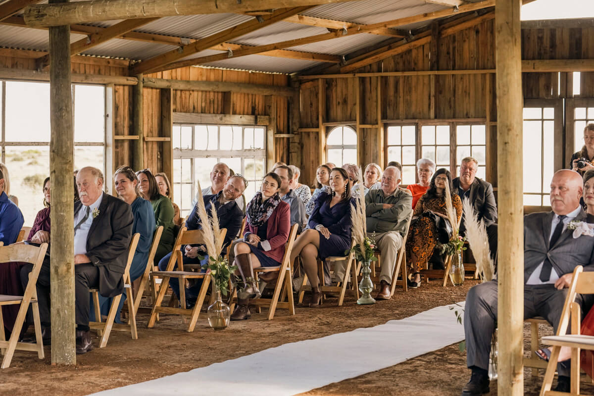 Guests seated during outdoor wedding ceremony at Lombardini Eastern Cape