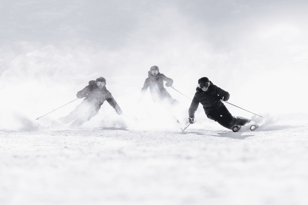 On-mountain action from an Aspen ski session