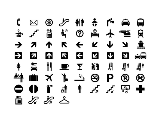 Travel icons poster - shows around 50 icons in a grid