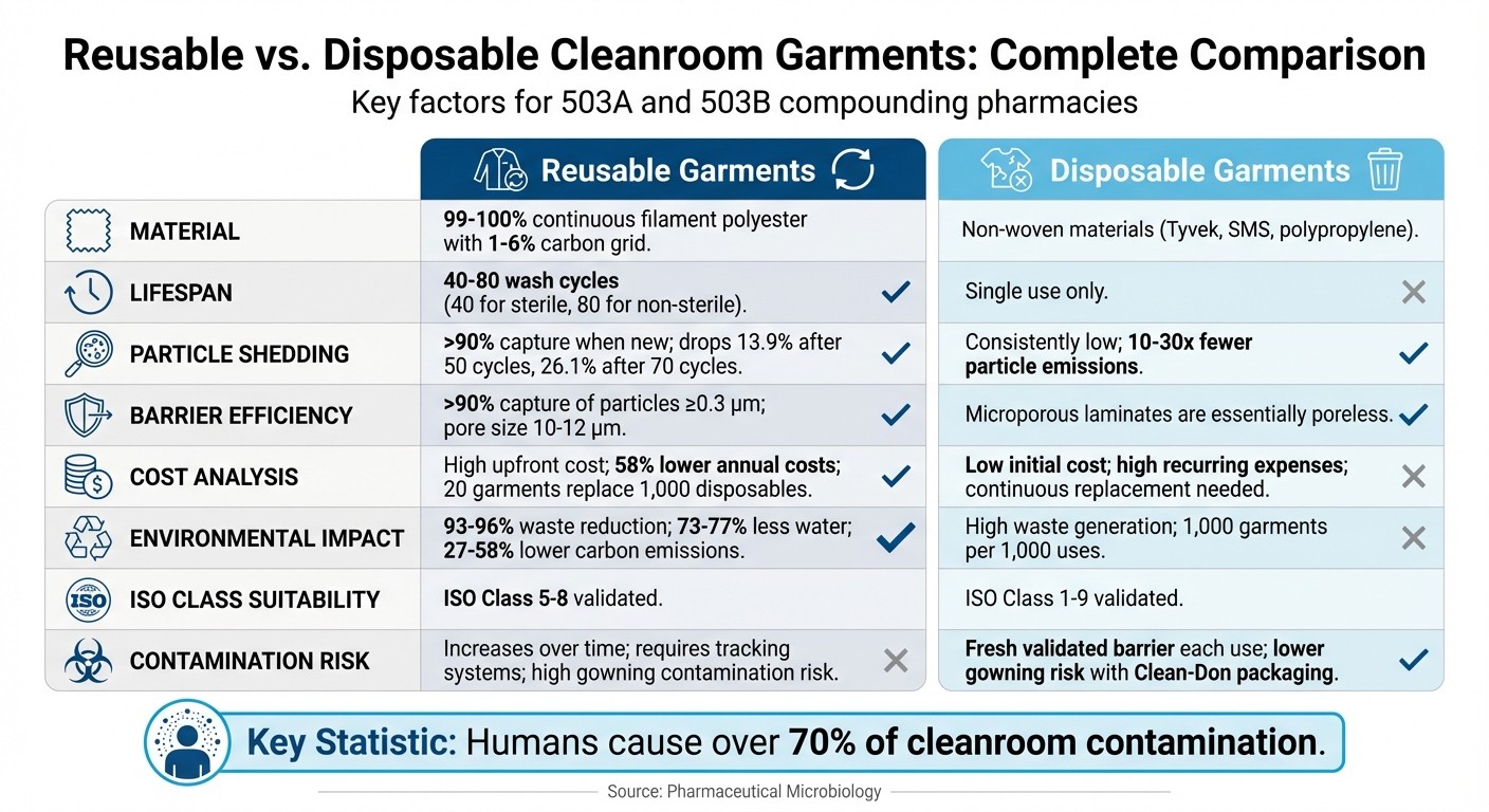 Reusable vs Disposable Cleanroom Garments Comparison Chart