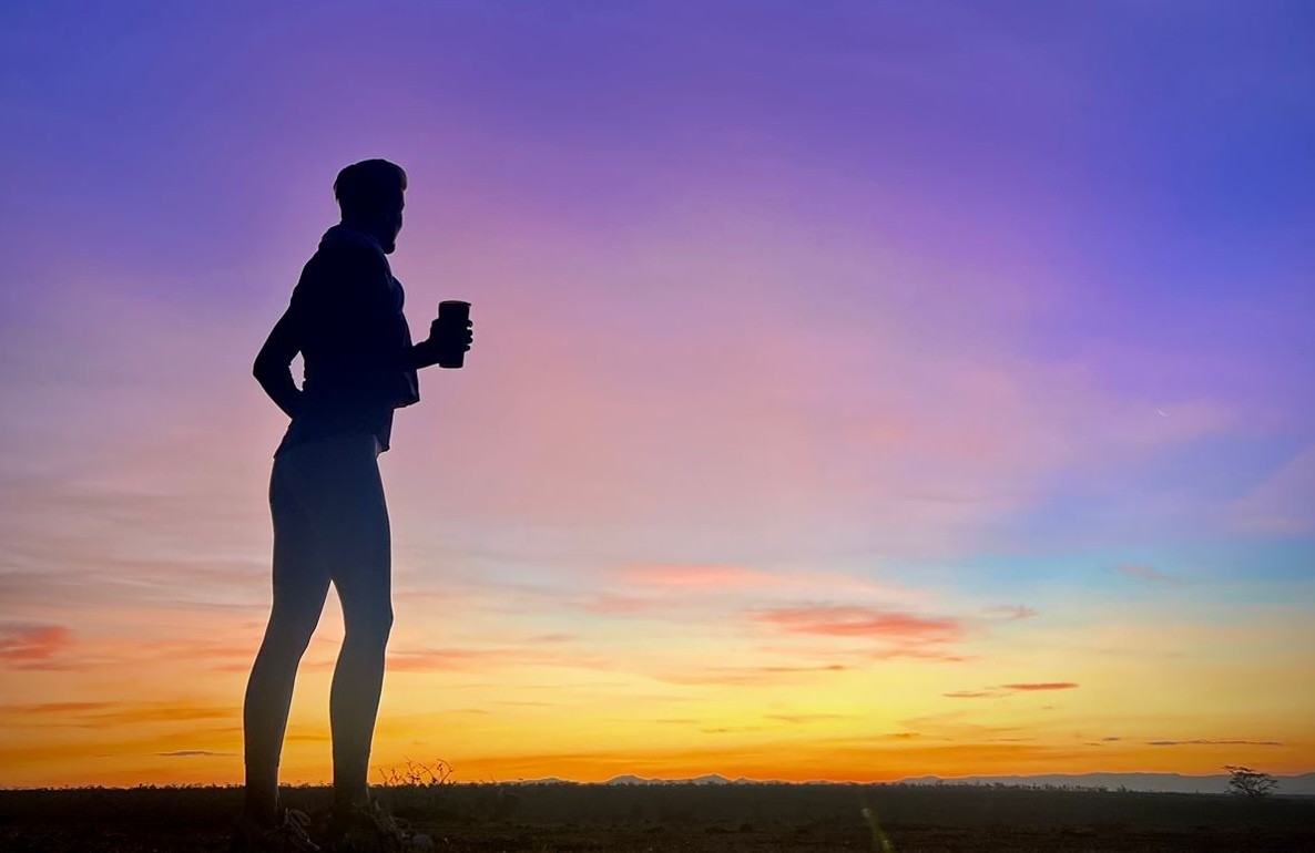Girl with glasses look up