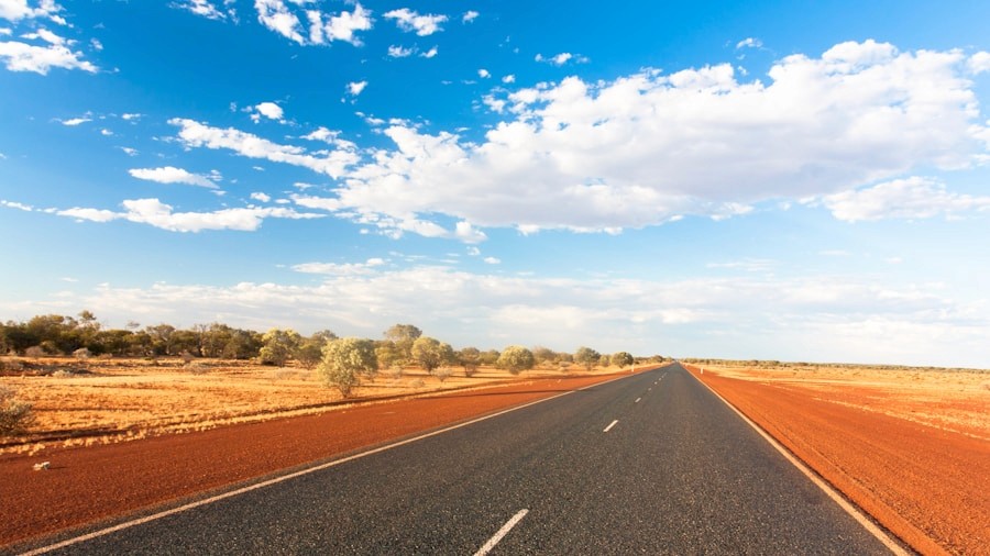 Open road through the Australian outback
