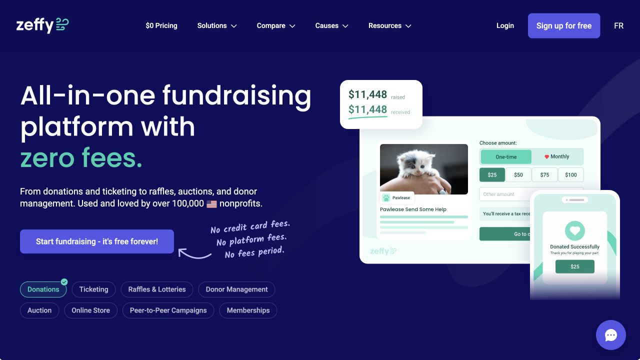 zeffy donor management software website