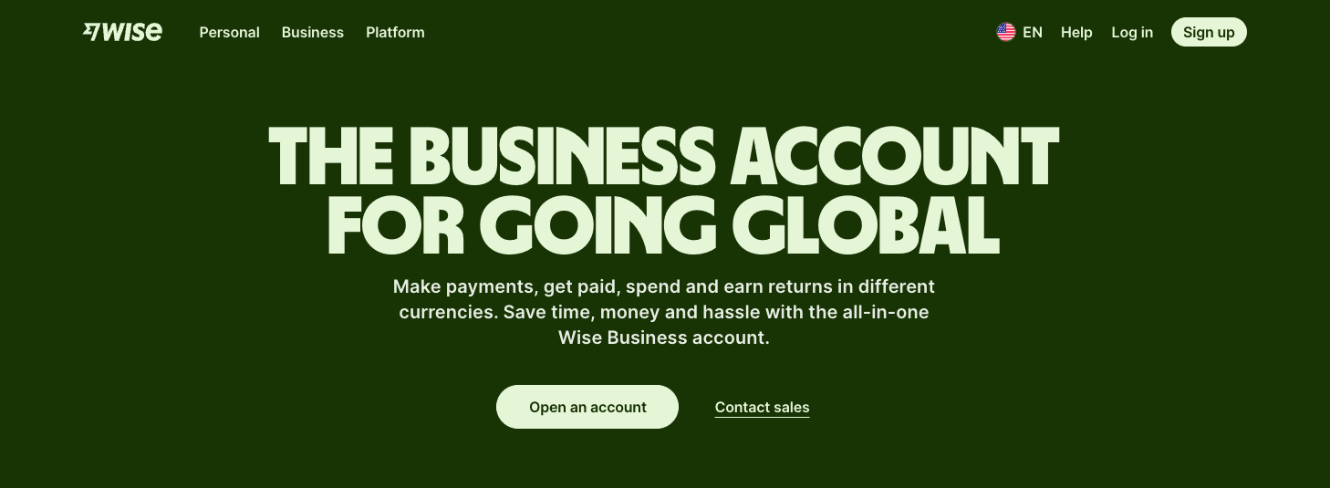 wise business homepage