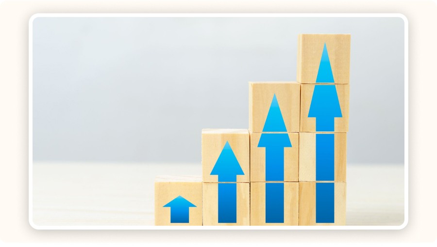 Wooden block pointing upward