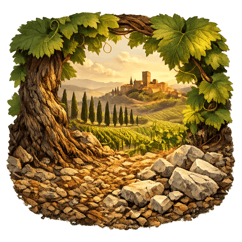 Detailed graphic of the Chianti wine region.