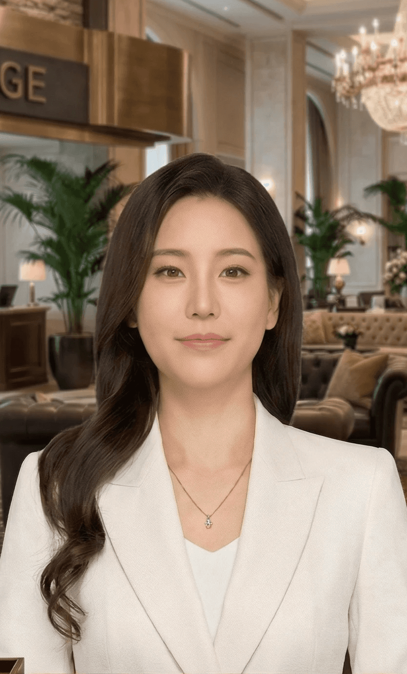 Female AI avatar wearing a white jacket