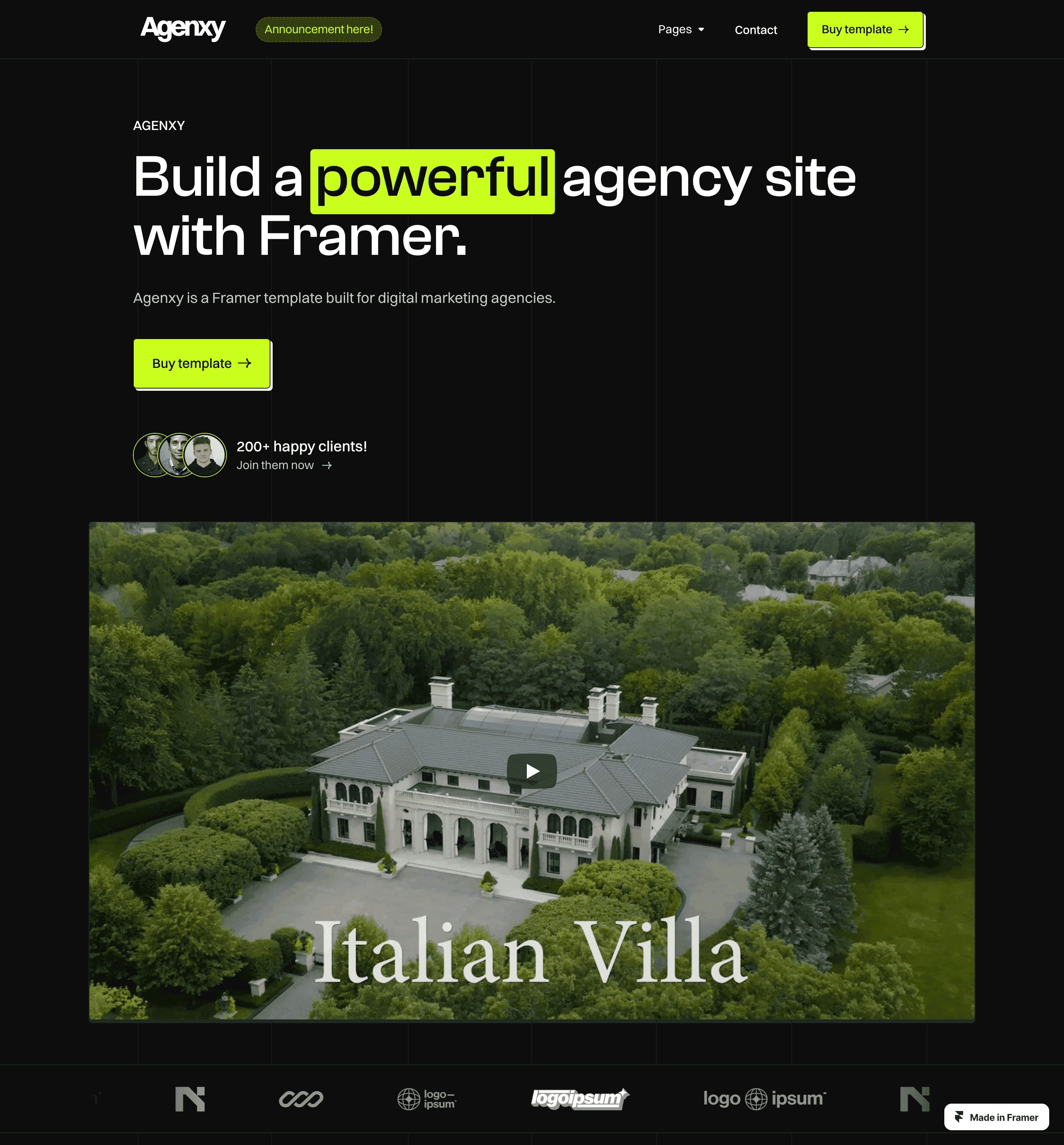 agenxy digital marketing agency website template