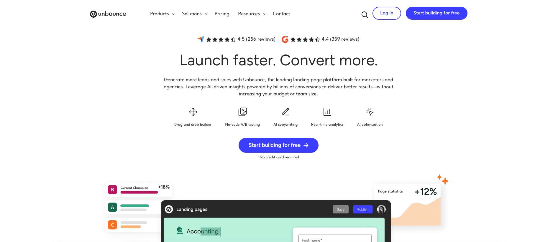 Unbounce homepage