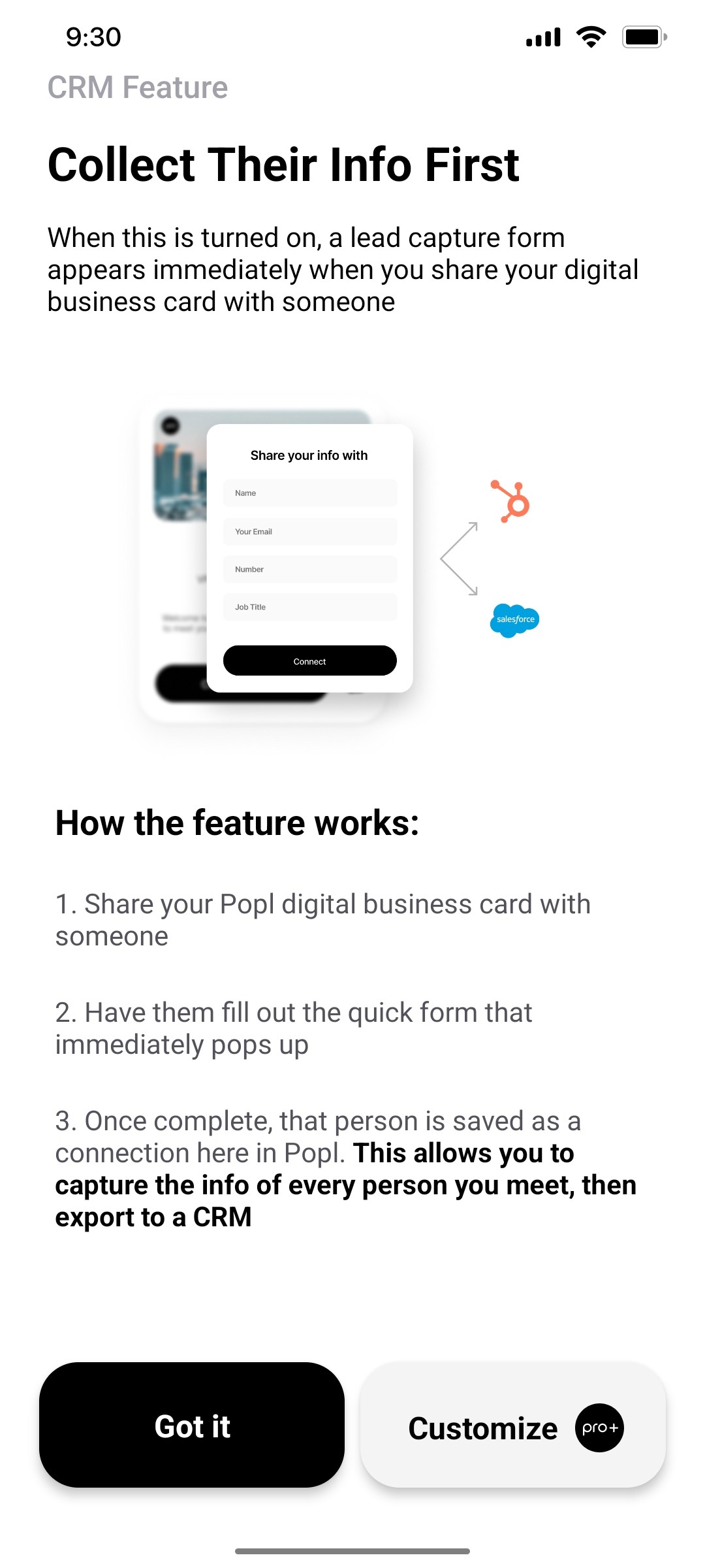 Popl  Collect Their Info First Screen