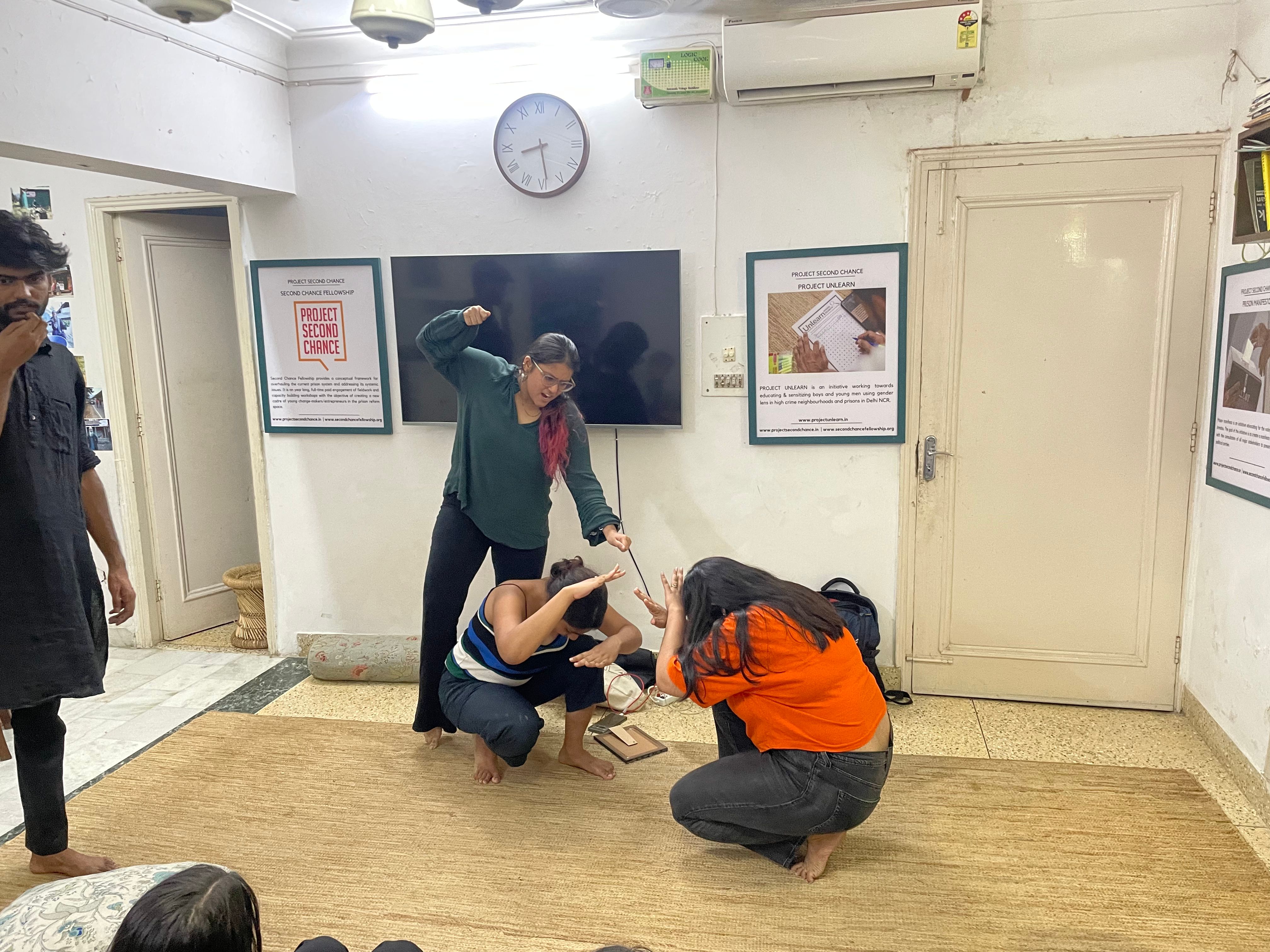 Participants at one of our workshops enacting a play