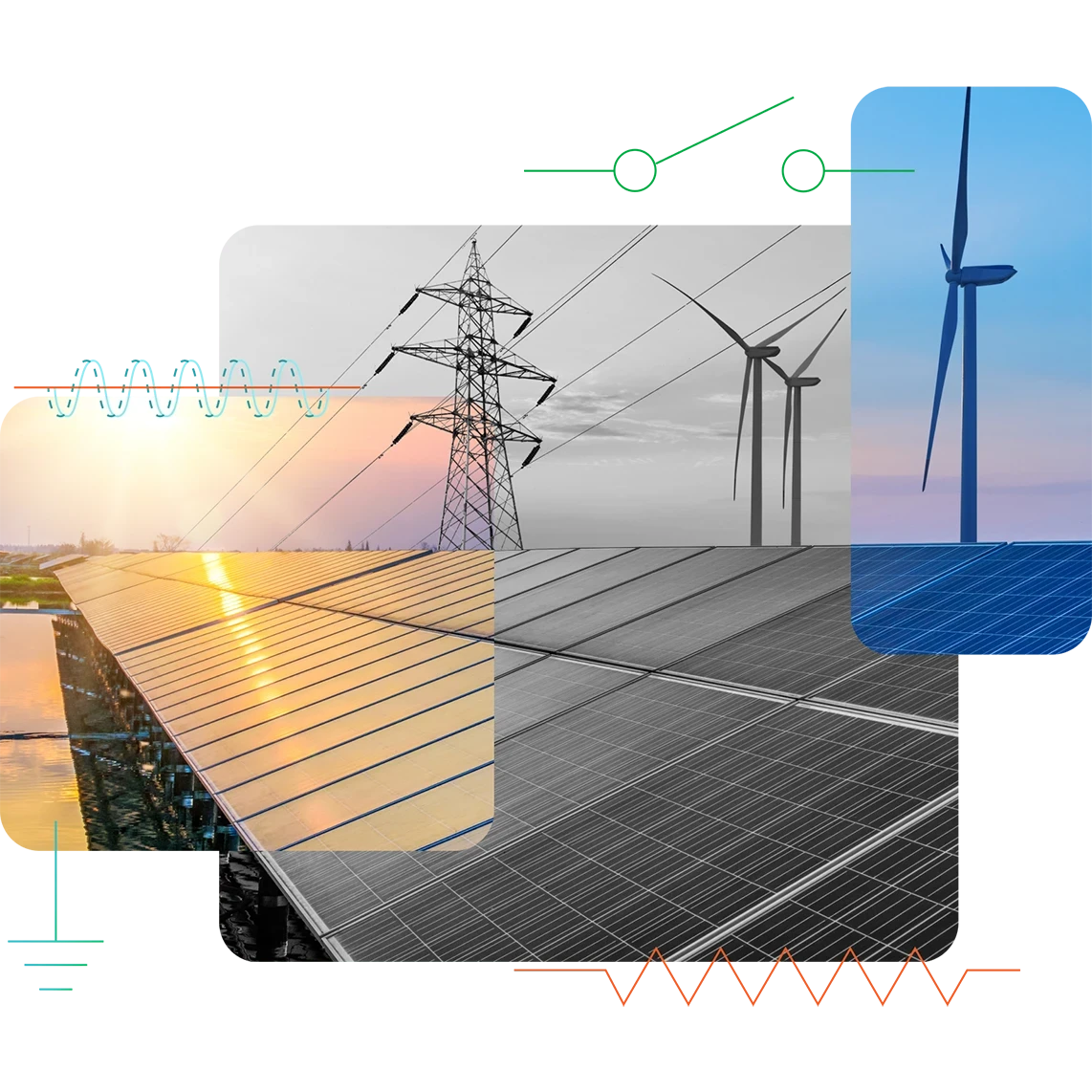 Collage illustration representing global carbon management 