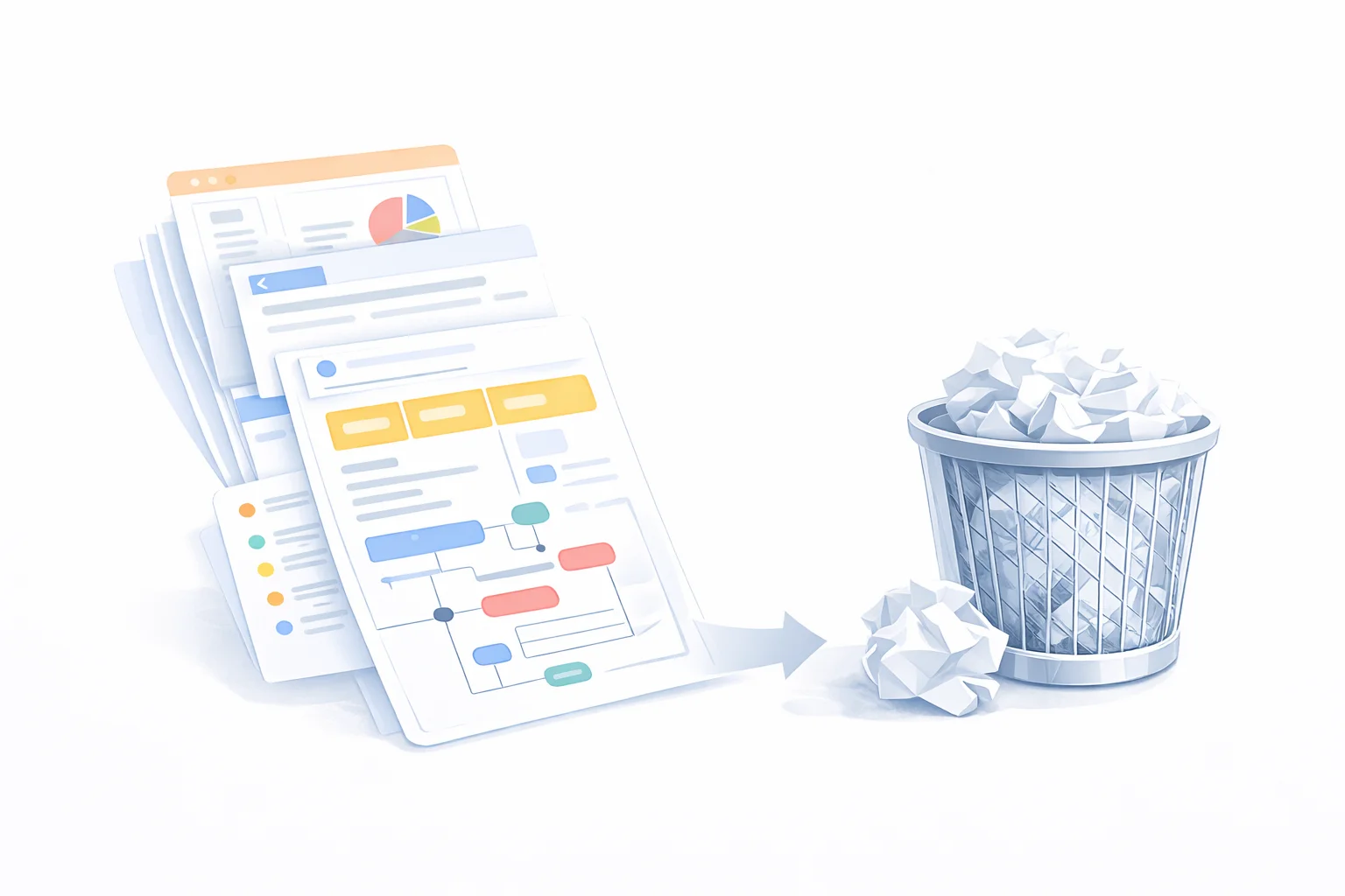 Documents et livrables de processus métier rapidement abandonnés