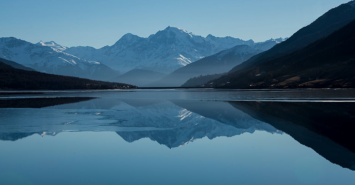 Peaceful mountain landscape with clear reflections in a calm lake.