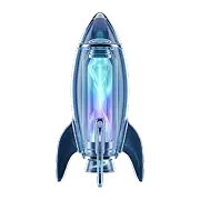 Glowing crystal rocket ship launch