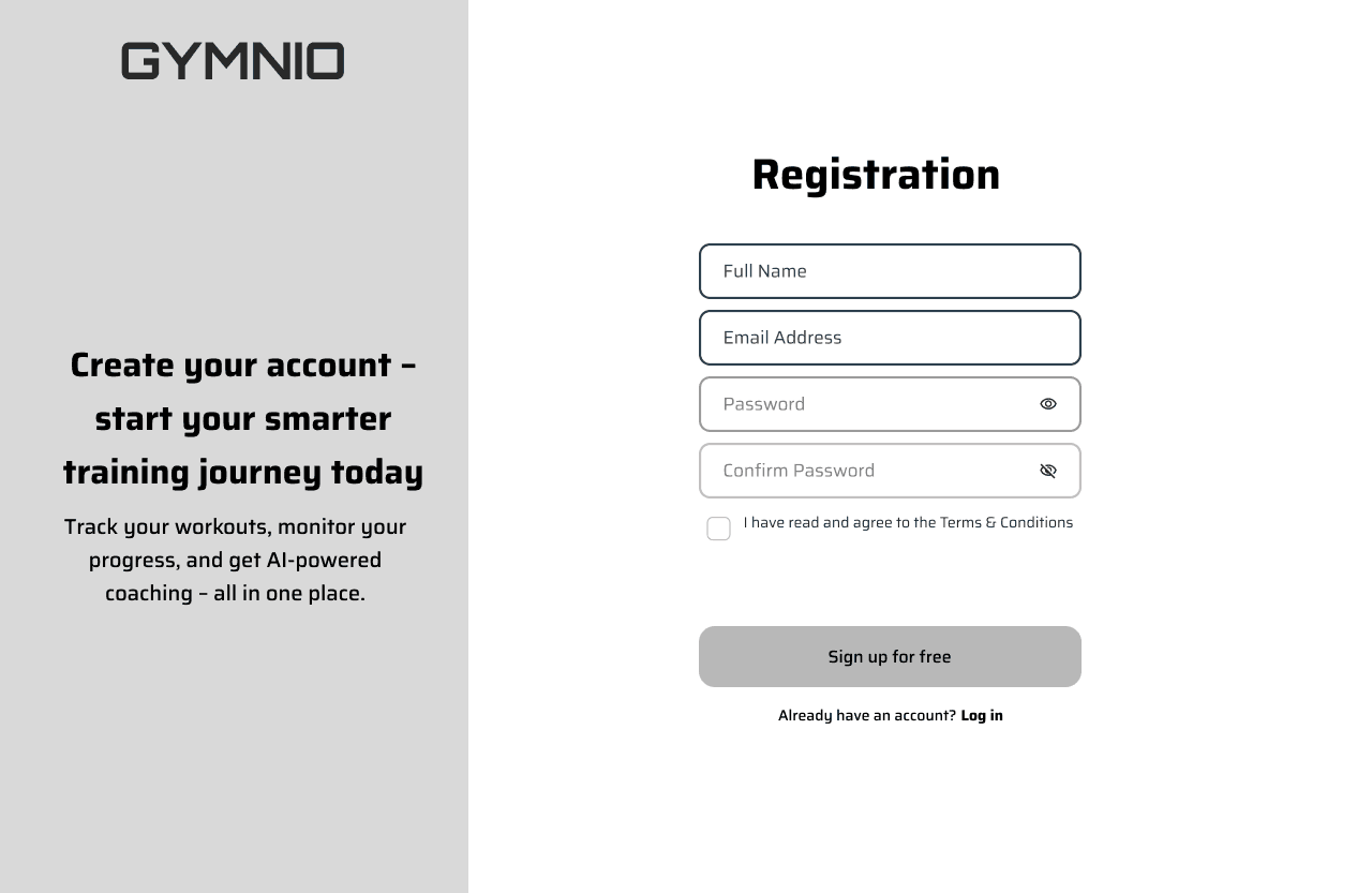 Midfi-Wireframe-Screens für Registration