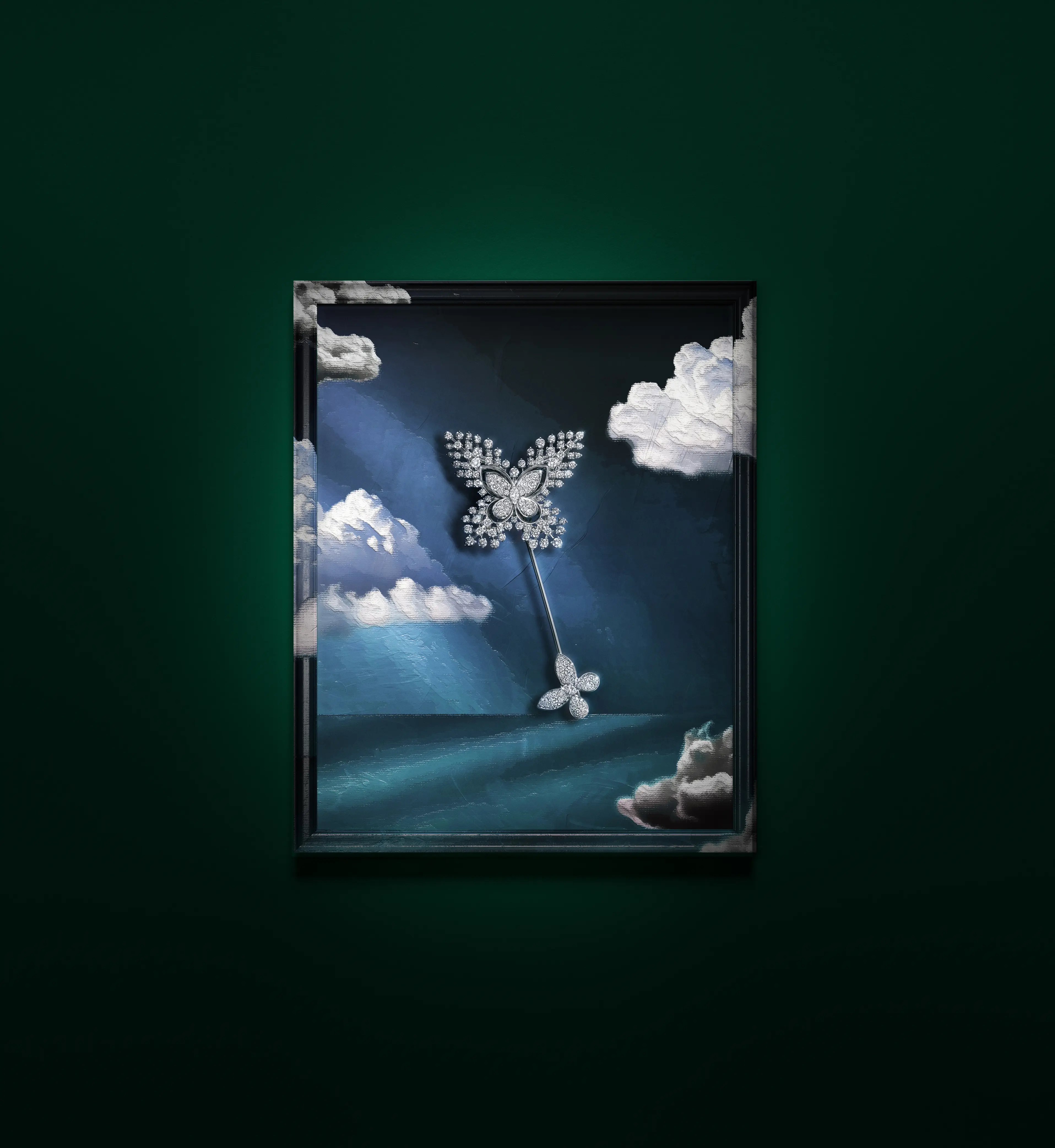 Graff Diamonds Brooch campaign post production by KINN Productions, London — luxury jewellery retouching, 3D compositing and colour grading.