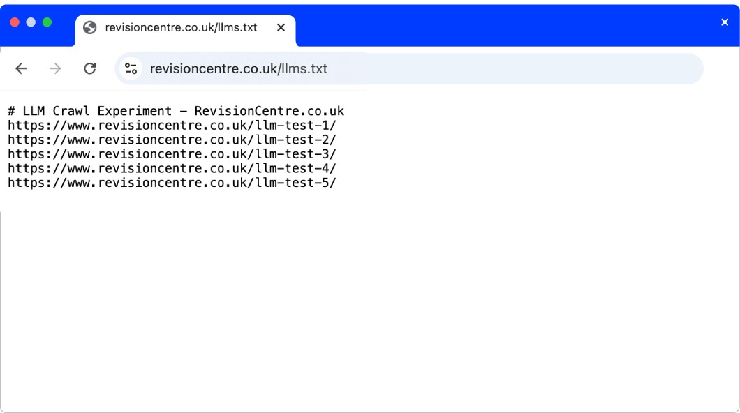 One LLMs.txt file created for the experiment.