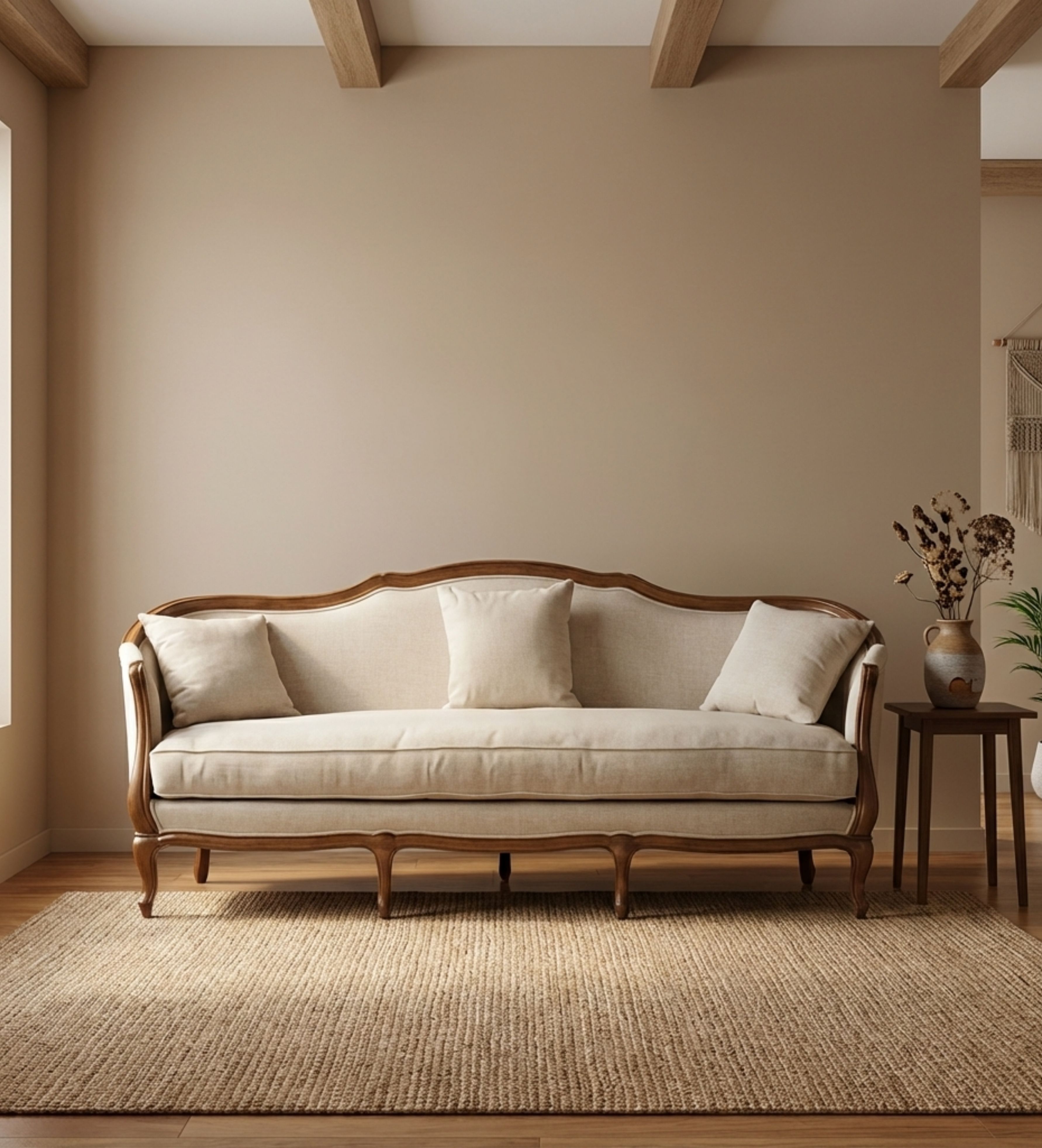 Plum velvet 3-seater with channel tufting and gold-toned legs.