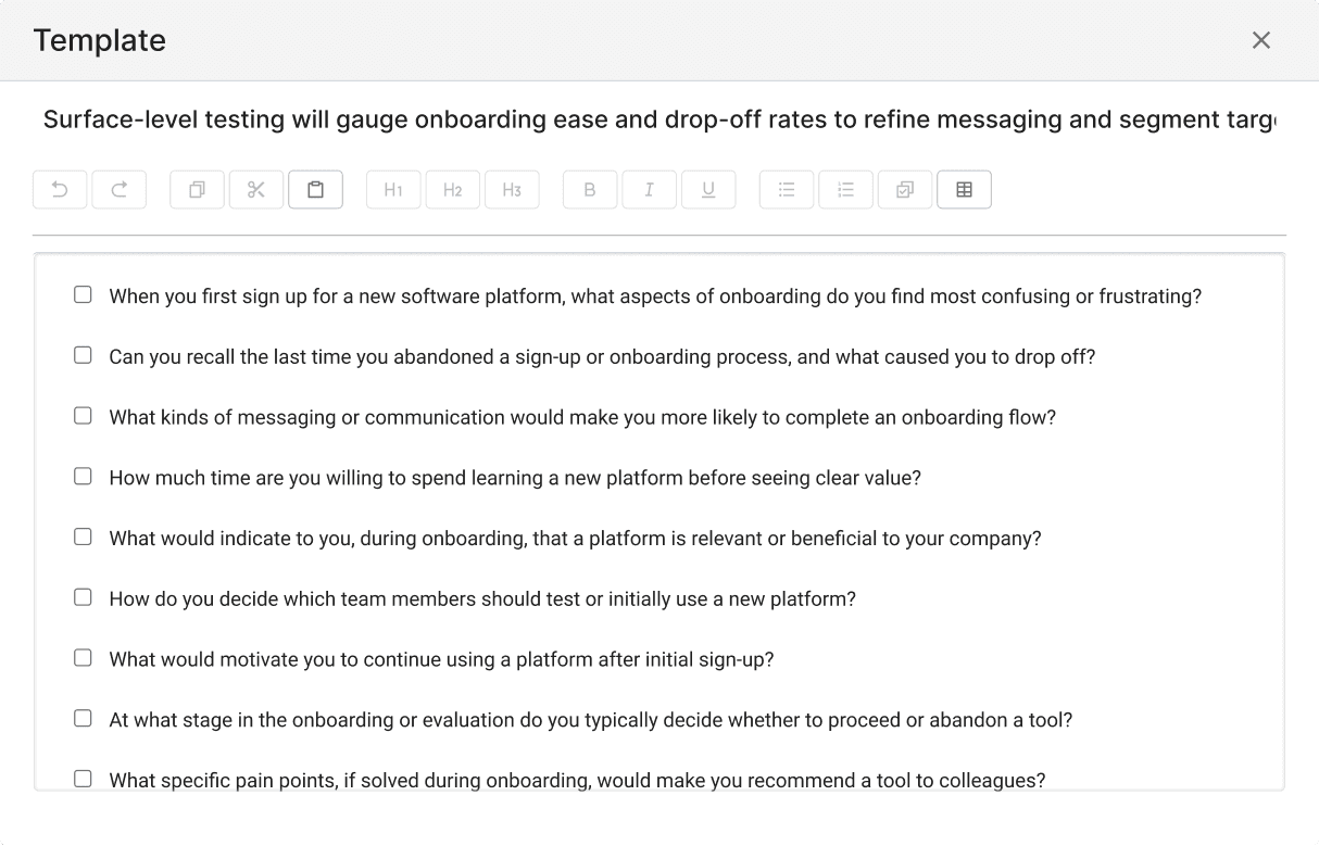 interview template questions - Innovation within