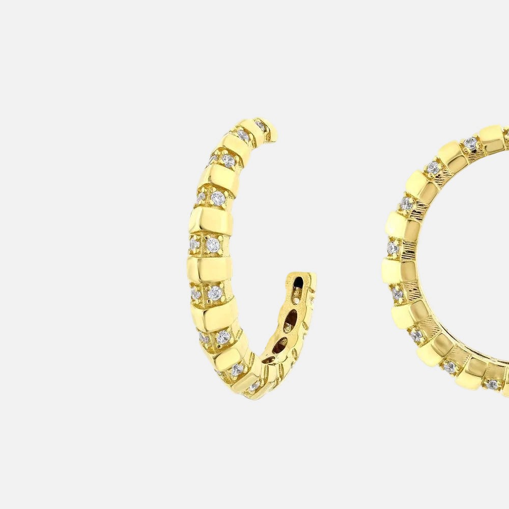 Assos Pırlanta 14 Ayar Altın Tasarım Modern Şık Halka Küpe