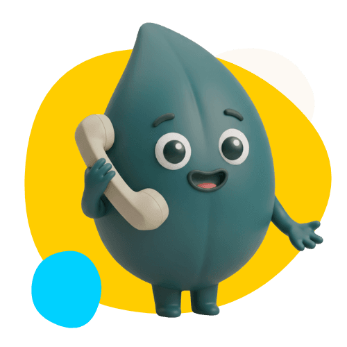 Thankyou Payroll's mascot holding a phone and providing support to charities.