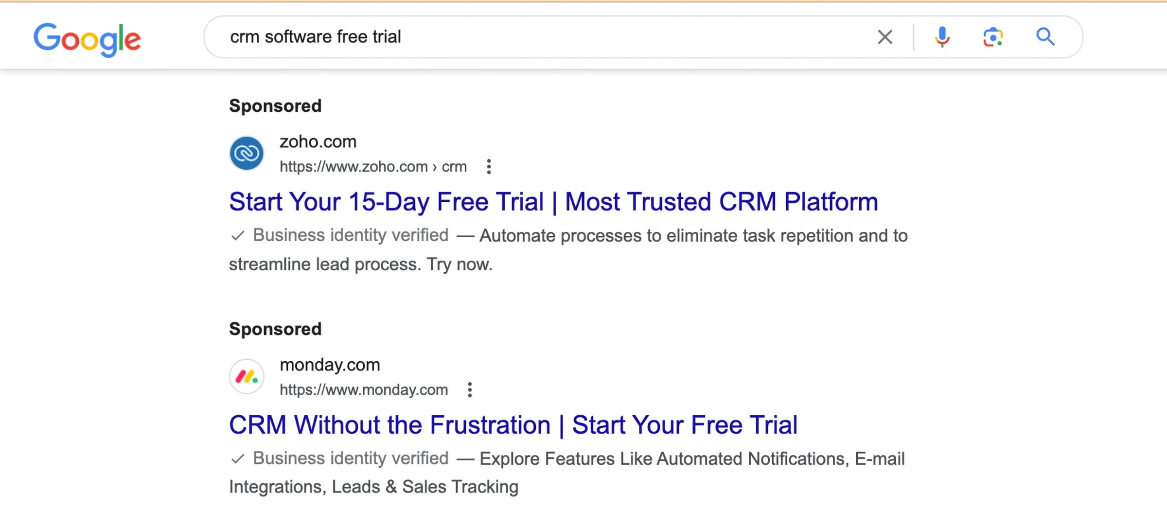 Google Ads copy text examples with a good message match