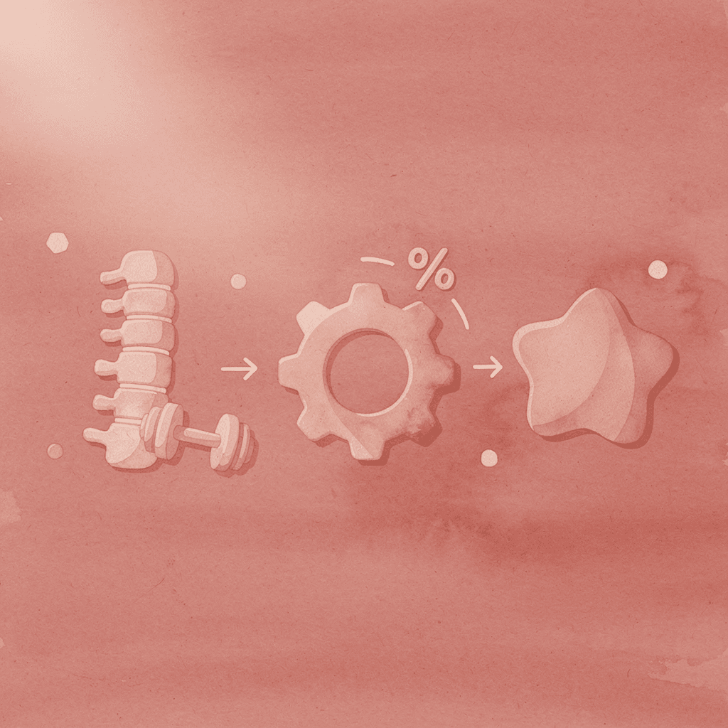 Three icons showing muscle building, fat reduction, and posture improvement