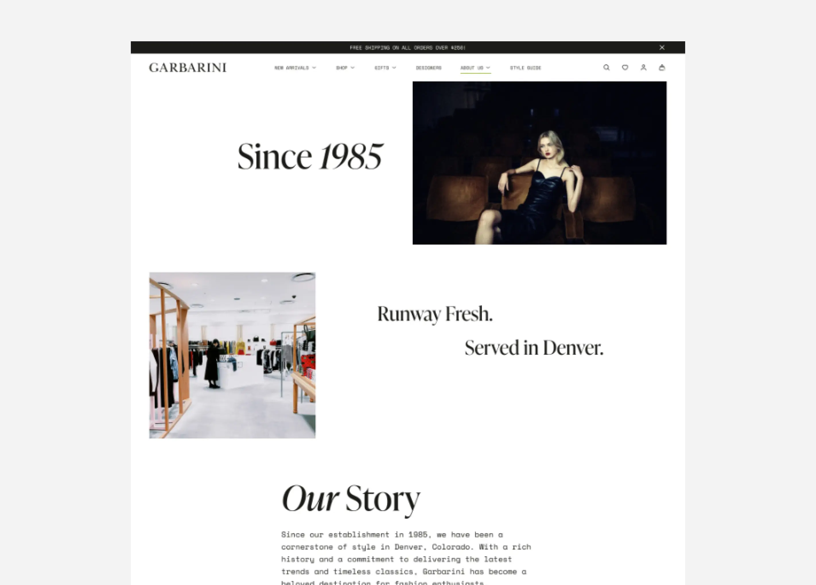 Garbarini "Our History" website page comp.