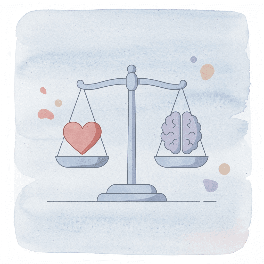 Balance scale showing AI's trade-off between quality and creativity - 